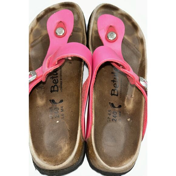 Birkenstock Betula Gizeh Birko-Flor Shiny Pink Sandals Thong Womens Size 6 - Picture 5 of 8